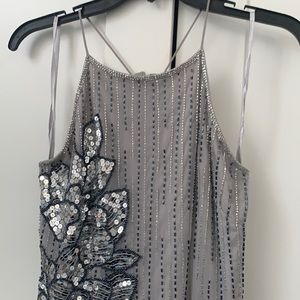Adrianna Papell new beaded silver and gray dress with tags